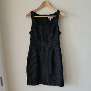 Banana Republic Black Pin Striped Sheath Mini Dress Sz 10P preppy office siren